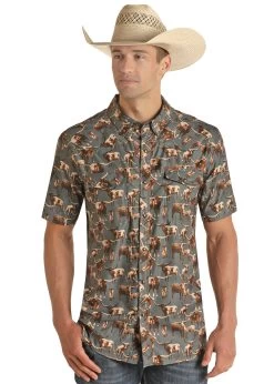 Men's Rock & Roll Cowboy Ripstop Snap Front Shirt #RRMS1SR0QP