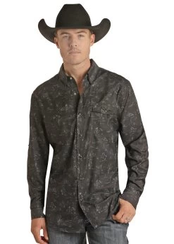Men's Rock & Roll Cowboy Tec Western Snap Front Shirt #RRMSOSRYZR
