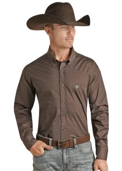 Men's Rock & Roll Cowboy Button Down Shirt #RRMSODR09I