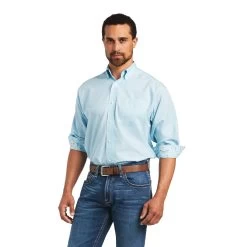 Men's Ariat Wrinkle Free Solid Pinpoint Oxford Classic Fit Button Down Shirt #10040586