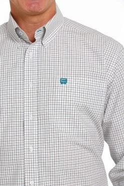 Men's Cinch White Plaid Button Down Shirt #MTW1105506WHT -Western men 430889dbd6d8d26085f02809ebb328d4
