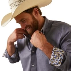 Men's Ariat Wrinkle Free Solid Pinpoint Oxford Classic Fit Button Down Shirt #10043583 -Western men 5e5ace1fc108177df65e1306d7b84447