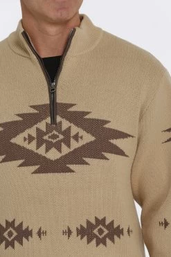 Men's Cinch 1/4 Zip Aztec Print Pullover Sweater #MWK1560002KHA -Western men 9c09af20fe8faa65a6292d416c2c84e0