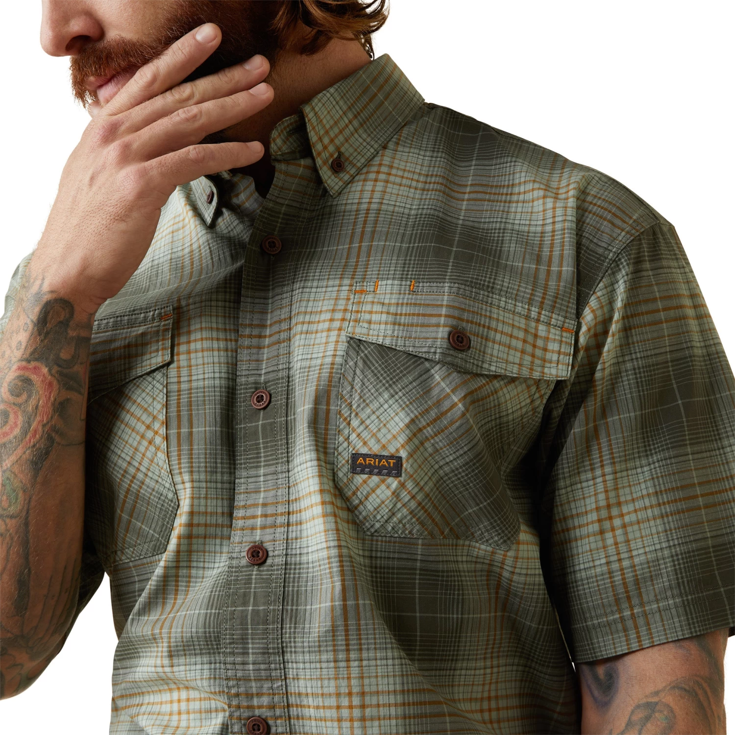 Men's Ariat Rebar Button Down Shirt #10043490 2 Men's Ariat Rebar Button Down Shirt #10043490 - Image 2