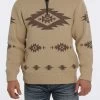 Men's Cinch 1/4 Zip Aztec Print Pullover Sweater #MWK1560002KHA